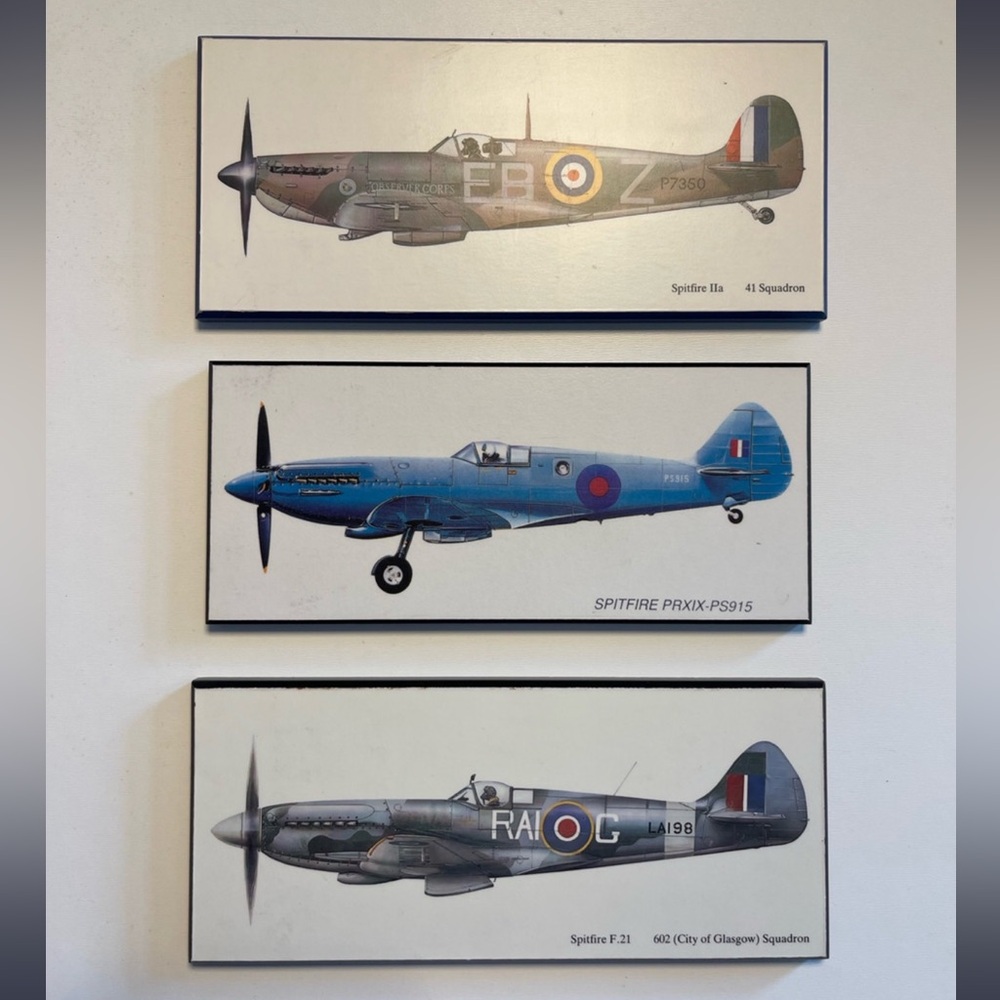 Set of 3 Vintage Aircraft Plakmounted Pictures